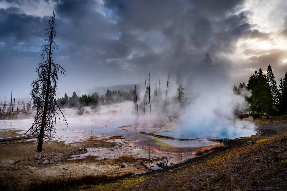 vista a atardecer de yellowstone